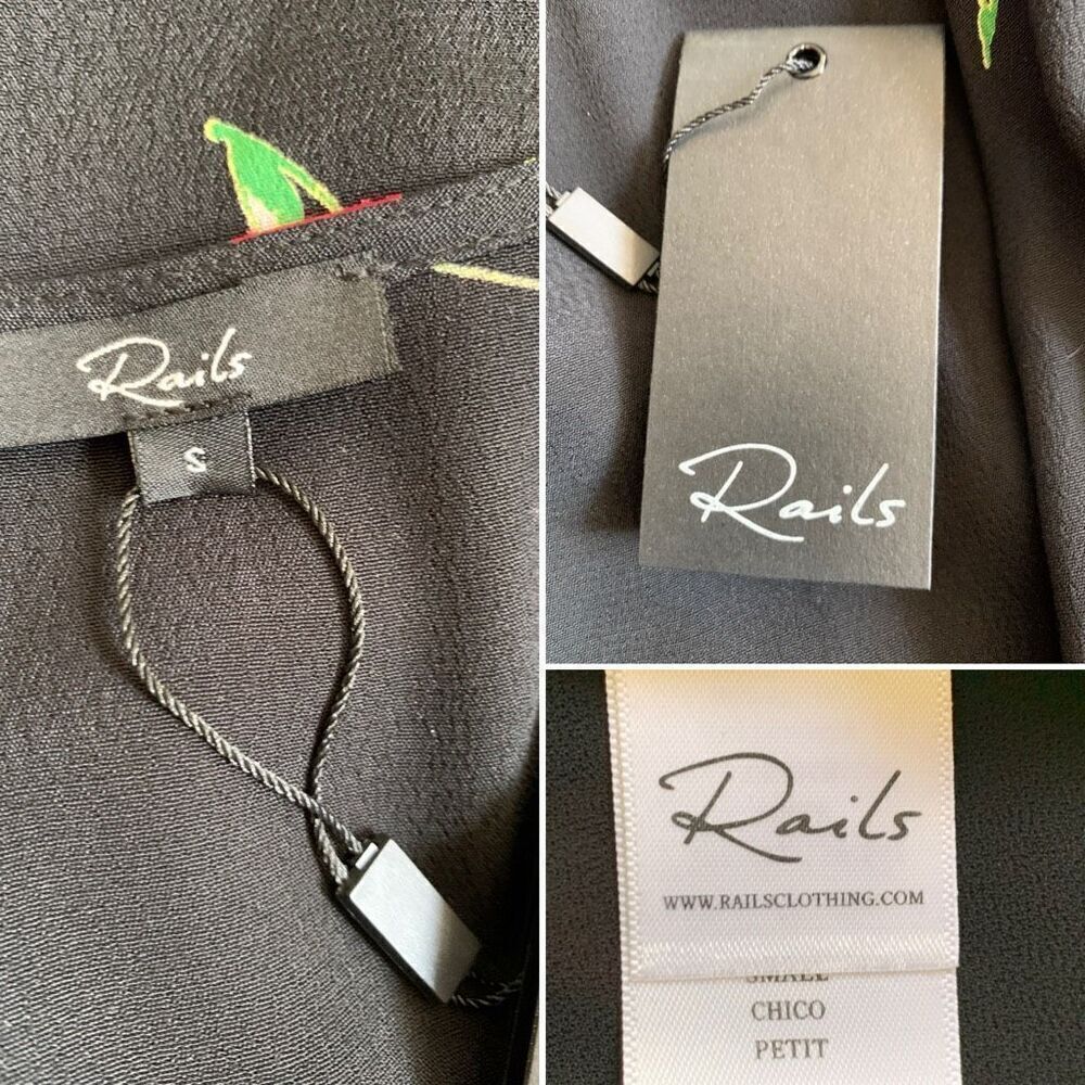 Rails‎ Aimee Wrap Dress in Cerise Cherry Print Black Size S - Picture 10 of 12